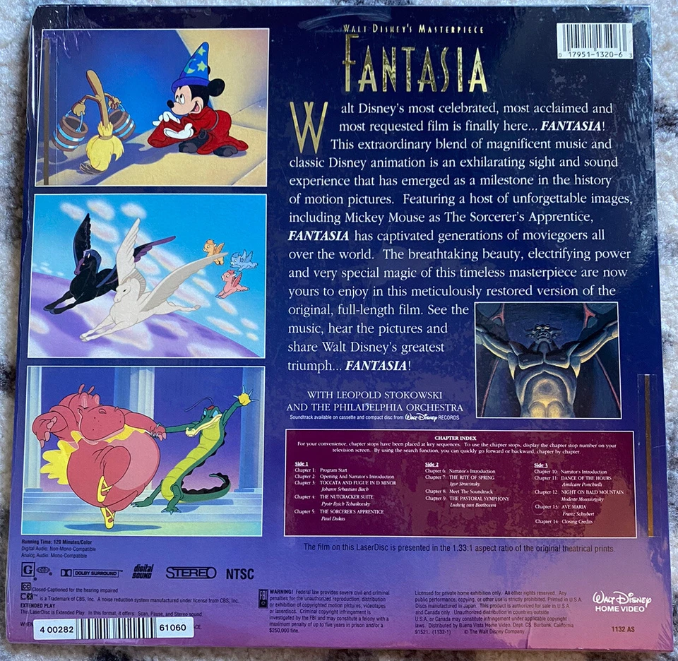 Walt Disney's FANTASIA Laserdisc UNEDITED ORIGINAL VERSION NEW AND SEALED - Image 2 of 2