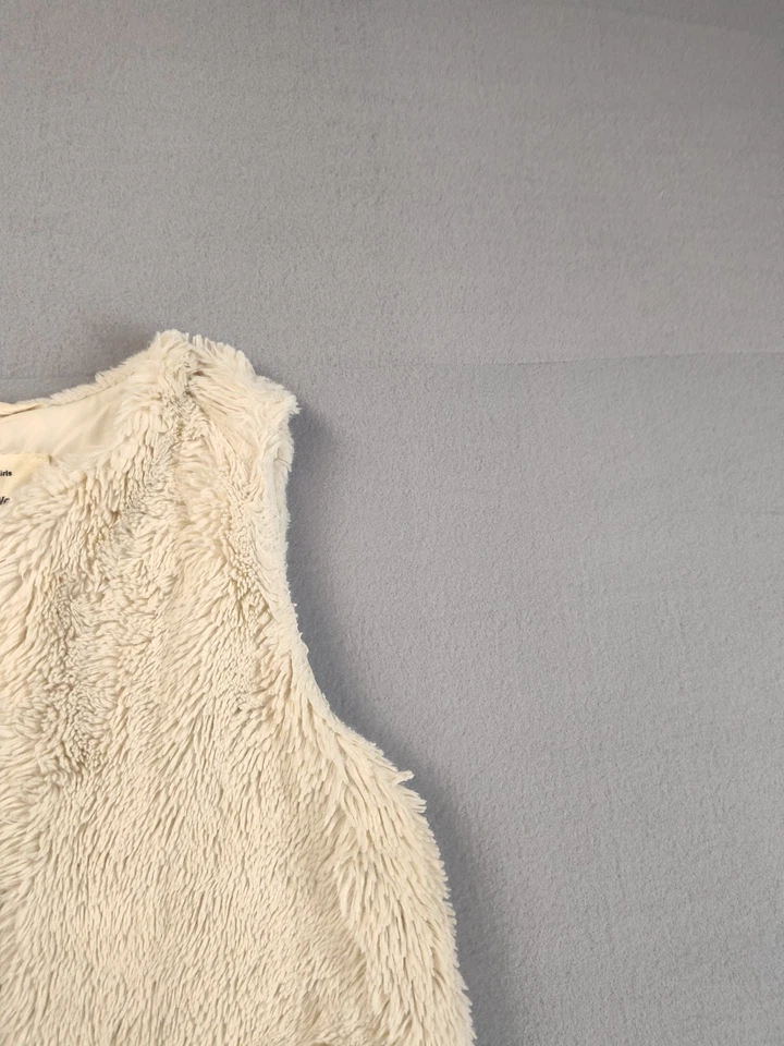 ZARA Girls Coat 9 Cream White Fuzzy Warm Pockets Casual Relaxed Sleeveless - Image 3 of 4