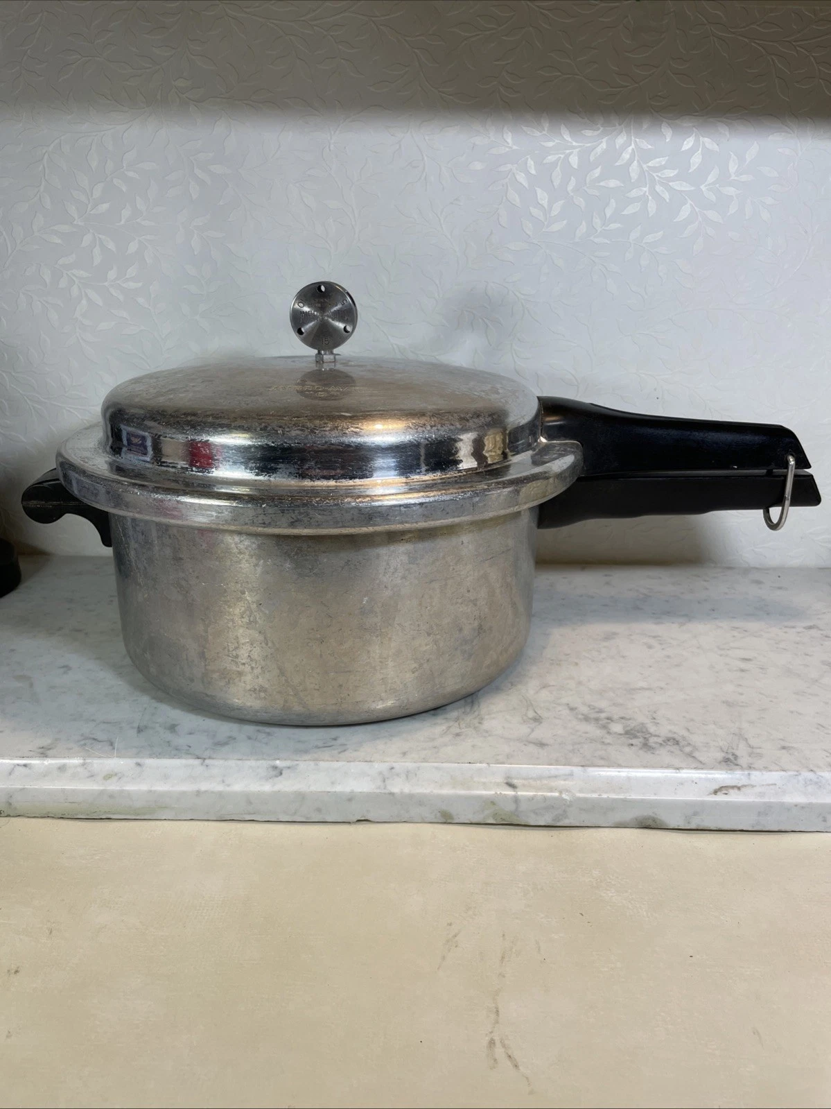 Vtg Mirro-Matic 6 Quart Pressure Pan Cooker 396 Aluminum USA MCM Jiggler Trivet