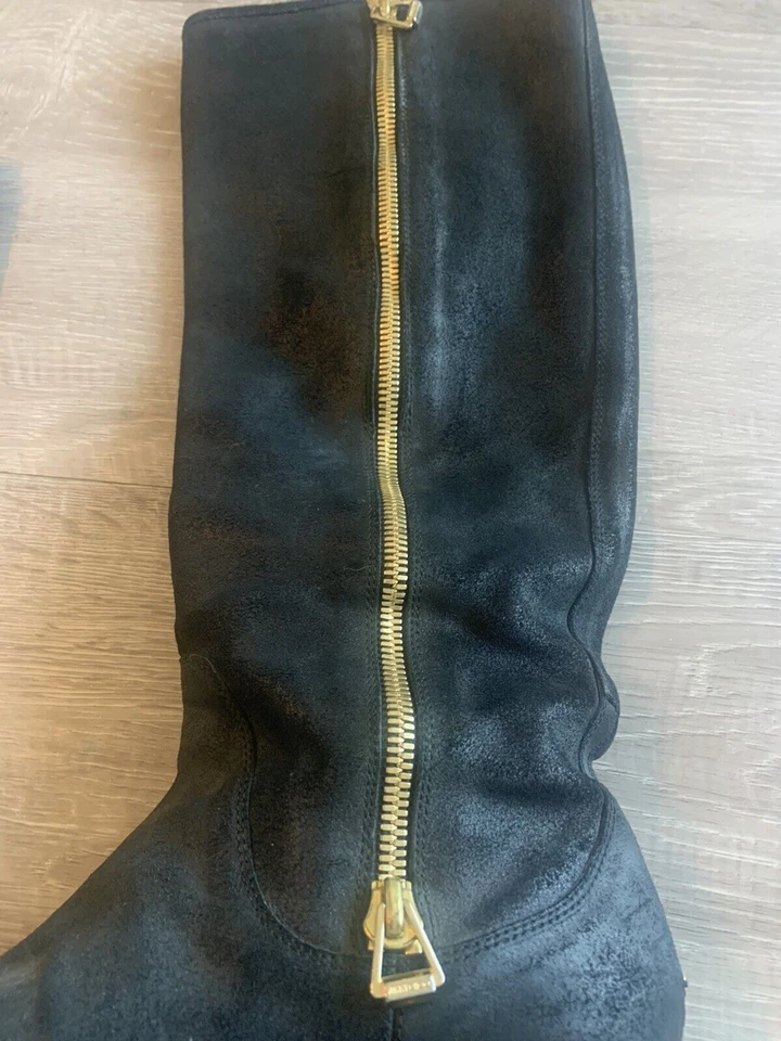 Jimmy Choo Doreen Cuero Resistente Hasta la Rodilla Cremallera Detalle Botas Zapatos Negro Talla 40 Foto 4 de 4