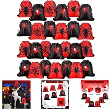 Spider Web Drawstring Bags 24 Pack 6 Styles For Party Supplies 25x30cm
