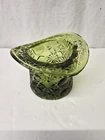 Vintage Fenton Toothpick Holder Olive Green Glass Large Top Hat Daisy & Button