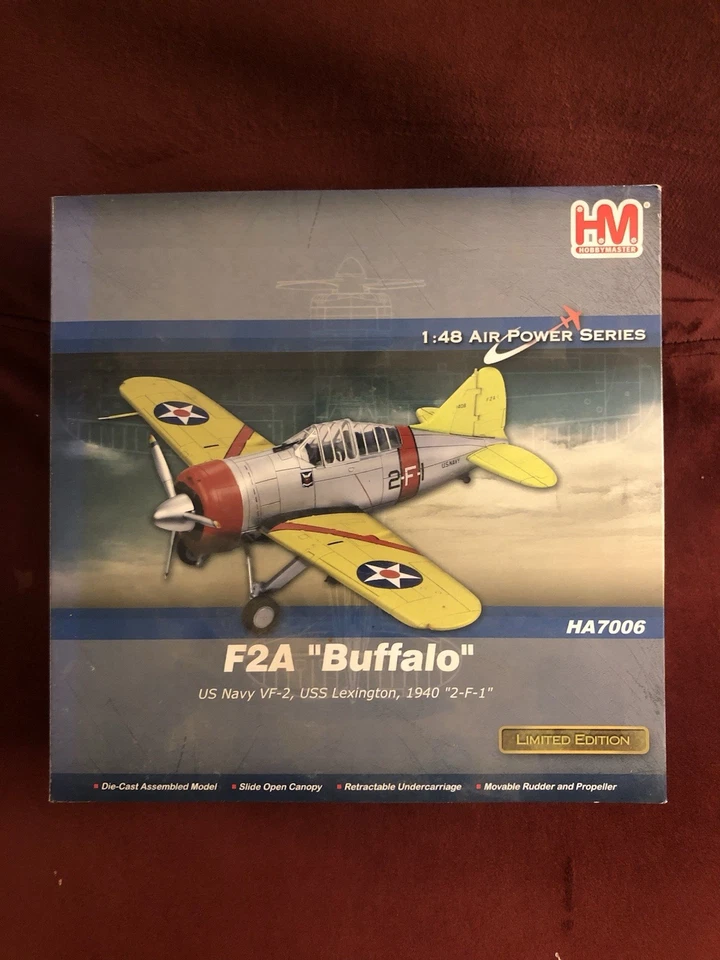 Hobby Master HA7006 1/48 F2A Buffalo USN VF-2 Flying Chiefs USS Lexington, 1940 Foto 2 de 3