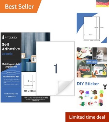 Versatile A4 Stickerpapier 210x297mm für Kreative   100 Blatt Selbstklebend