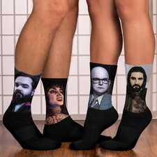 Gothic Vampire Portrait Socks   Dark Humor TV Inspired Crew