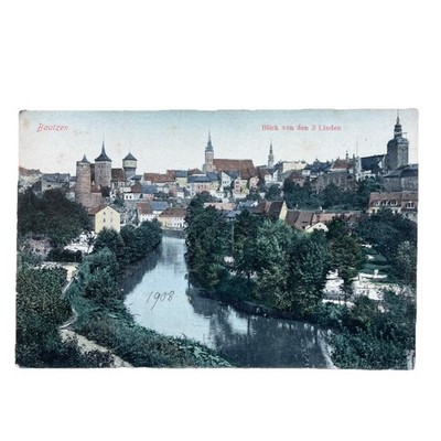 Postkarte AK Bautzen Stadtansicht von den 3 Linden Ungelaufen Ansichtskarte