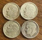 4 Roosevelt Silver Dimes 90% Silver Lot $0.40 FV Circulated US Coins 1957-D 1957