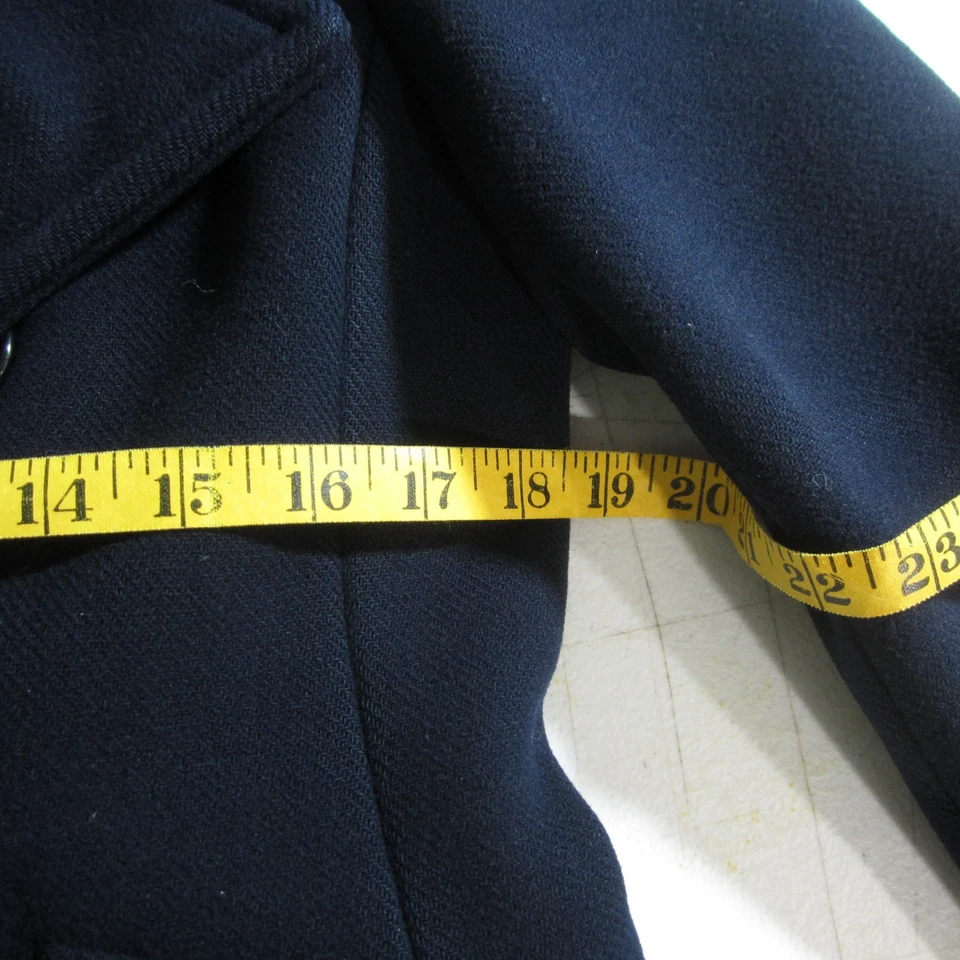 Vtg Calvin Klein Wool Peacoat 12 Navy Double Breasted Old Money Winter Preppy - Image 4 of 4