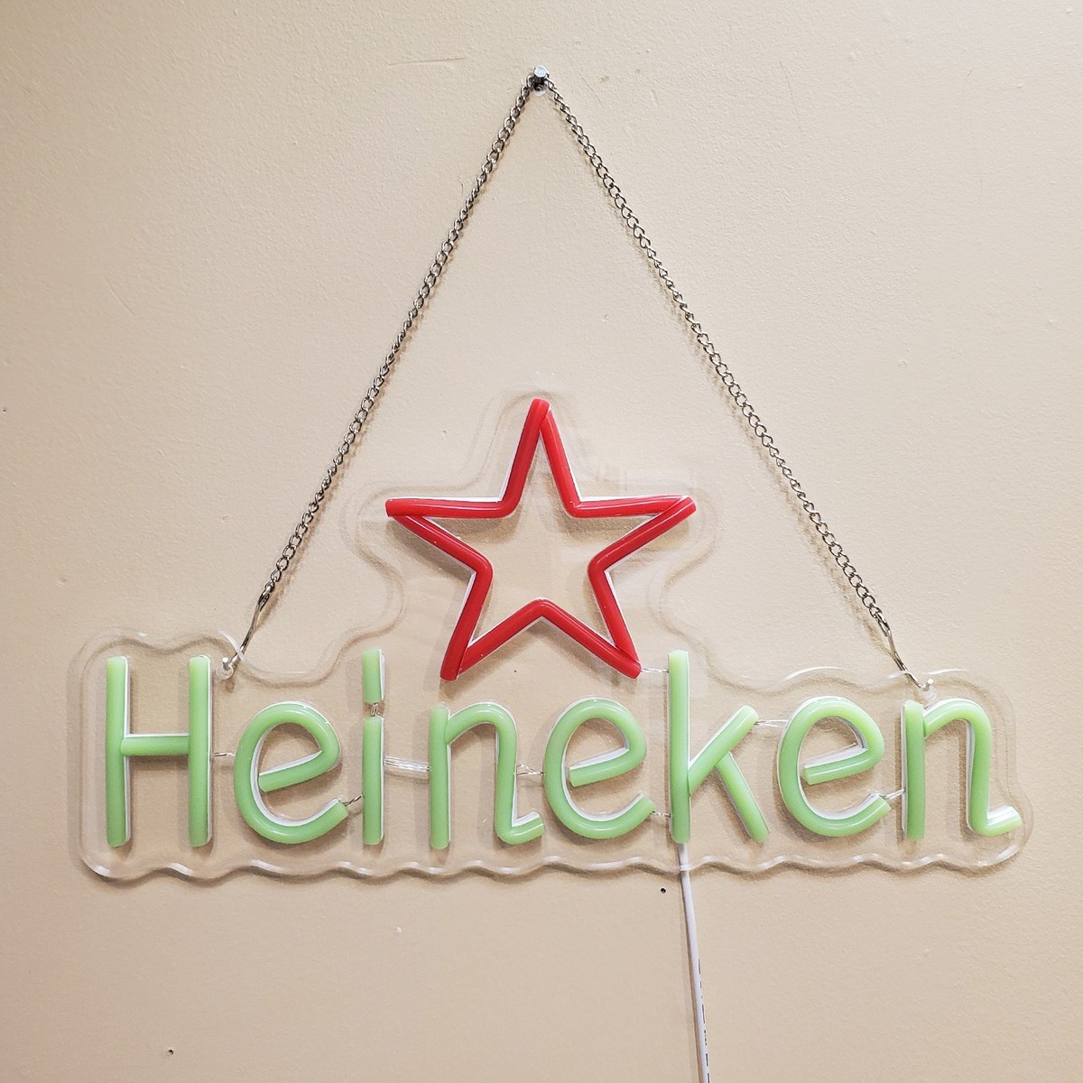 Heineken neon LED wall sign 15x8 inches 🍺 light up bar beer sign