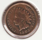 US Rare Old West 1902 Indian Head Penny Coin American Collection Shield Cent USA