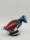 Vintage Arte Murano Icet Art Glass Duck Bird Paperweight Signed Multicolor Bird