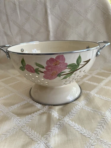 vintage  Franciscan  desert  rose  enamel  steel  colander