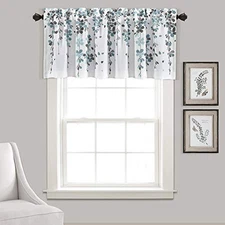  Valance Weeping Flower Light Filtering Window Curtain, Blue & Gray 