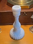 vintage hobnail milk glass Candlestick Holder 7in Tall