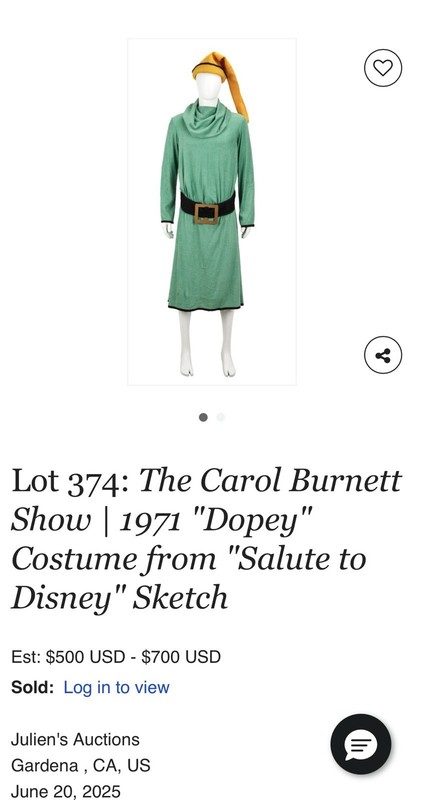 Carol Burnett Show ~ 1971 Worn On-Air  Disney Costume (Dopey) By Bob Mackie OOAK