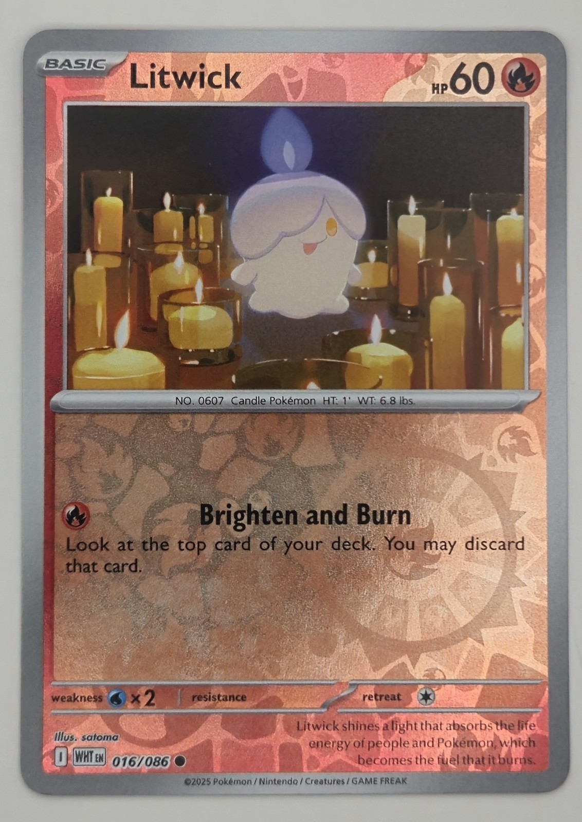 Litwick 016/086 Reverse Holo Common White Flare Pokemon TCG NM