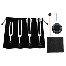 Tuning Forks for Healing Set, 128Hz, 136.1Hz, 256Hz, 384Hz with bag