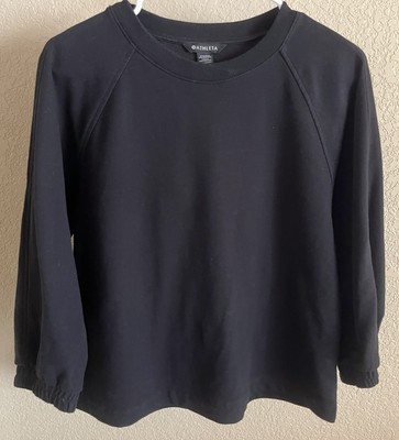 ATHLETA Black Thick 3/4 Sleeve Sweatshirt Women s size Small NWOT