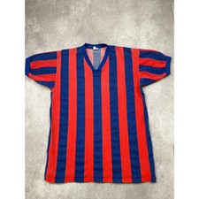 VTG 70s 80s Russell Athletic Soccer Jersey Red Blue Stripe USA L #22 Churchfield