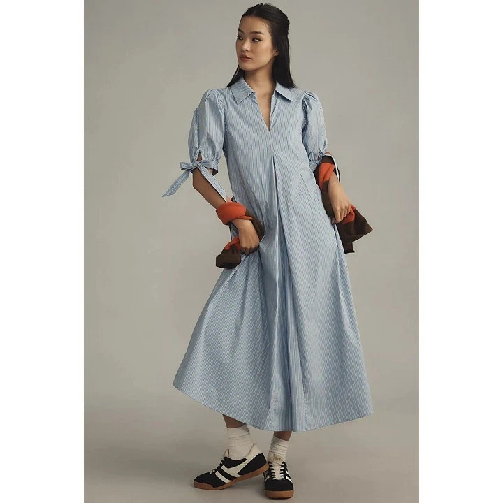 chinese dress ladies Pleated A-line Knit Midi Dress – English Factory main image 1