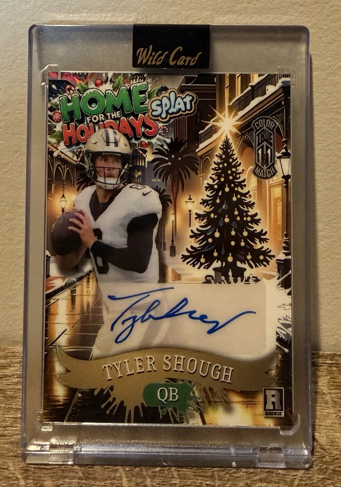 Tyler Shough Wild Card Splat Holiday Edition Home for the Holidays Color Match True 1/1 #TSA Background 4