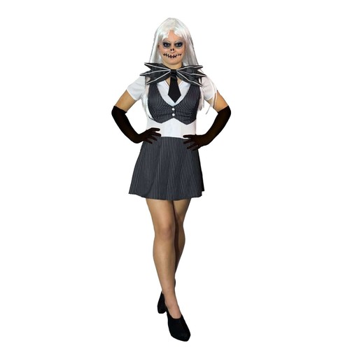 Adult Ladies Nightmare Before Christmas Skellington Style Fancy Dress Costume - Picture 2 of 6