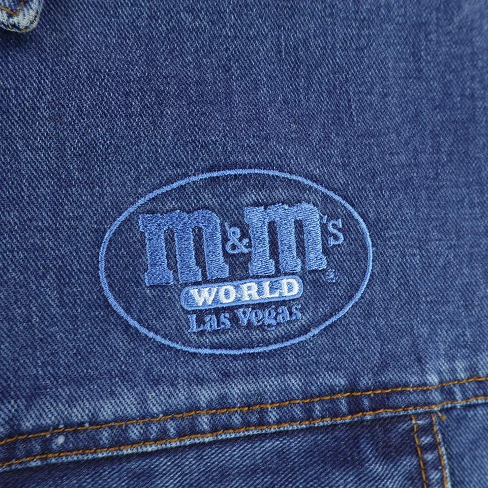 Vintage M&Ms Jacket Mens XXL Blue Denim Jean Button Up Trucker Coat Las Vegas - Image 4 of 4