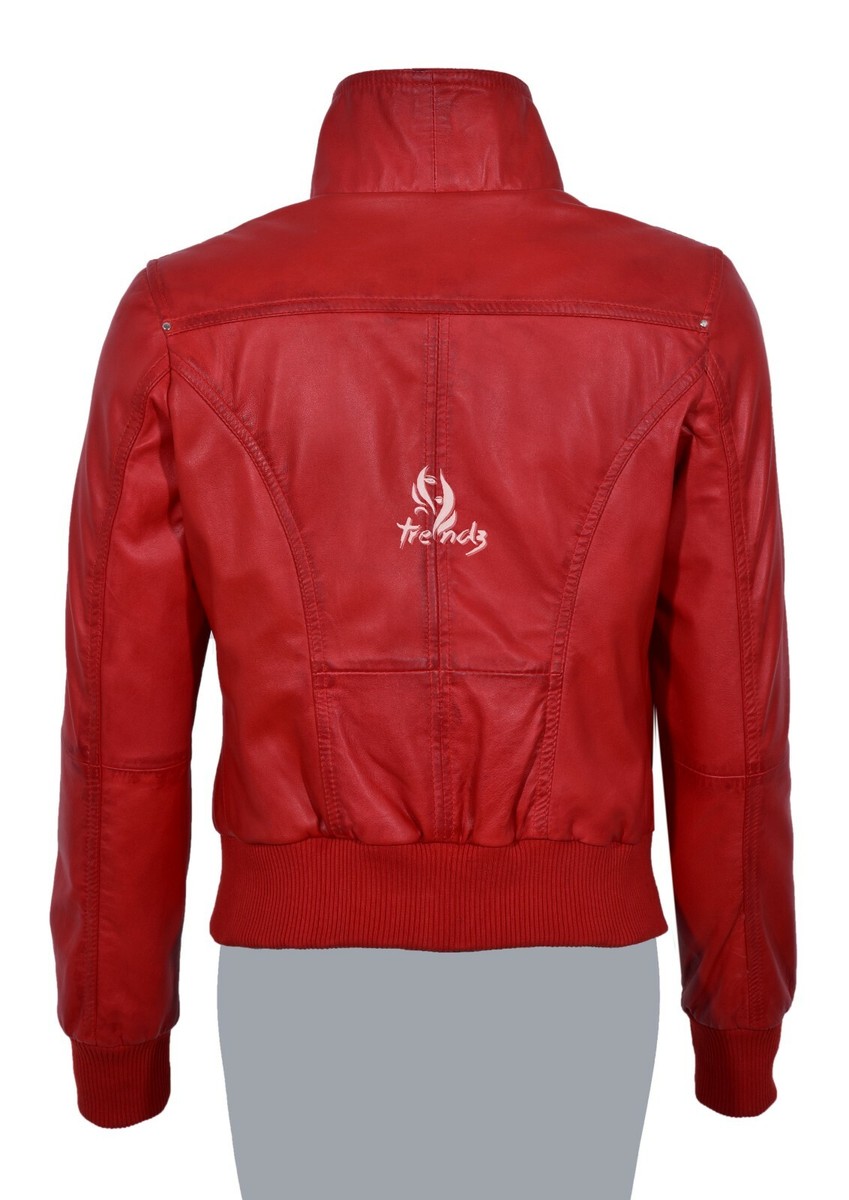 Women's Slim Fit Leather Bomber Jacket