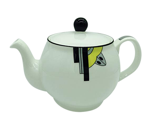 Stylish "Ritzy" Art Deco Fine Bone China 2 Cup Teapot Yellow Design - Afbeelding 1 van 2