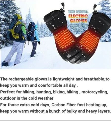 Guantes térmicos grandes para hombre (104-140^F) interruptor de calor de 3 vías con baterías recargables Foto 3 de 4