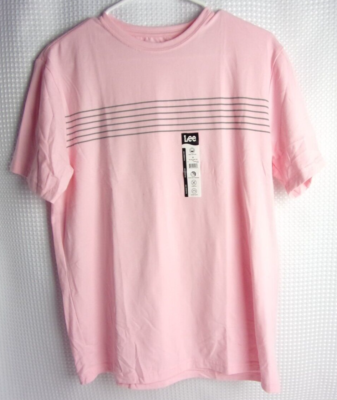  jeans Tシャツ Multi Stripe Ringer ピンク Lee Pima Cotton Crew, Pink With Gray Stripes, Men's Size M