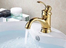 Gold Color Brass Single Lever One Hole Bathroom Basin Mixer Tap Faucet snf121