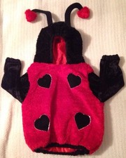 Hooded Plush Ladybug Costume 1 piece with Hearts for dots 24 Months Halloween