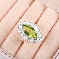 Peridot Gemstone 925 Sterling Silver Ring Handmade Jewelry Ring Gift For Love