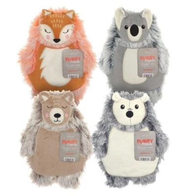 COUNTRY CLUB Hot Water Bottle Furry Friends Soft Bear Fox Koala Cat Cow Novelty Gift-Free PP