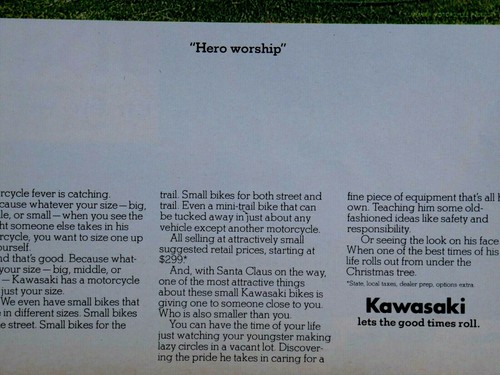 1973 Kawasaki Vintage Street Bikes Hero Worship Original Print Ad-8.5 x 11" - Picture 7 of 7