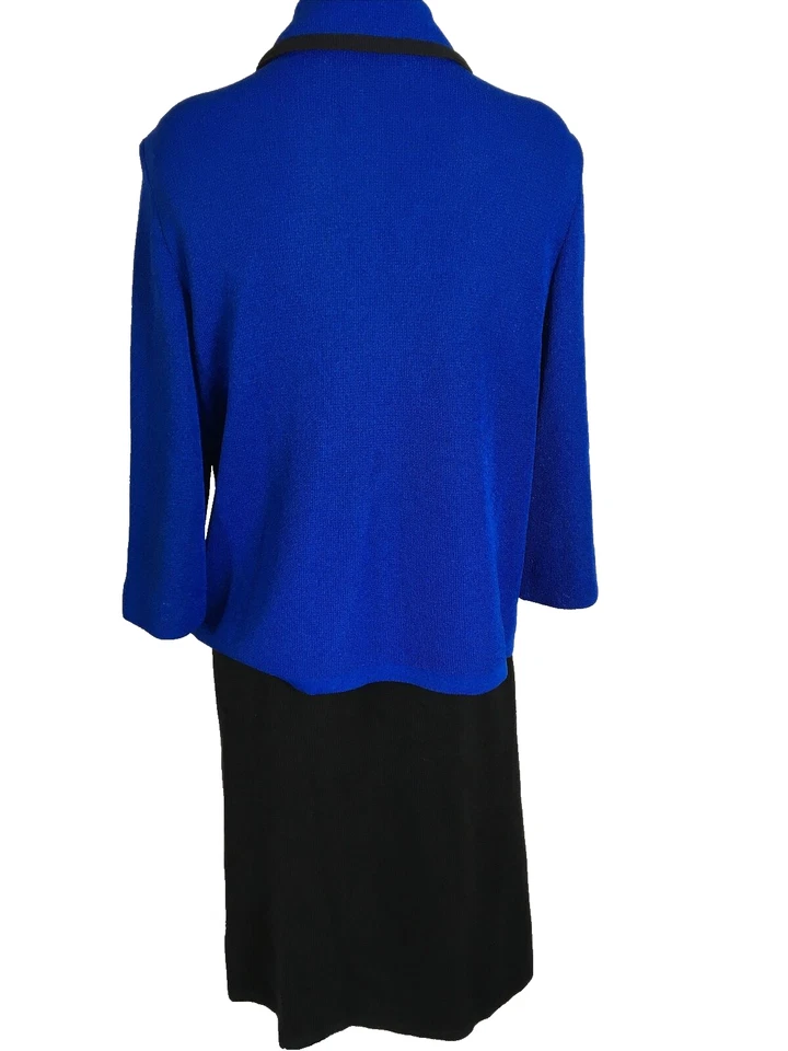 Blue Black Knit Double breated Skirt Suit CASTLEBERRY Women Vintage 2PC Size M/L - Image 2 of 4