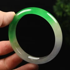 58mm White Lavender Green Icy Jadeite Jade Bangle Bracelet Burma Jade A-13603