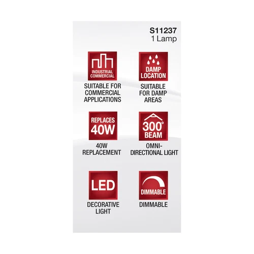 Satco S11237 JCD LED Bulb 120V 5W =40W Double Loop G9 T4 Frost 4000K Cool White - Picture 6 of 7