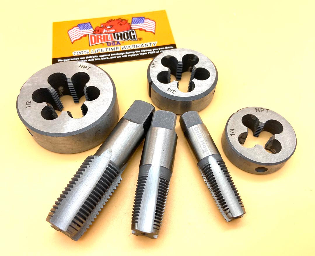 Thread Restoring Set Lang Tools 2585 SAE Coarse Thread Restorer Tap Set - 6 Piece Kit For Cleaning Damaged Threads Thread Tap Drill Bits