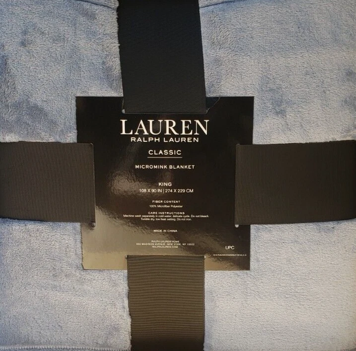 Ralph Lauren Classic Micromink Blanket King Blue 108"x90" Luxuriously Soft Chic - Image 3 of 3