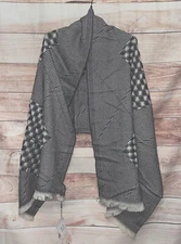 Eyeful Women's Long Scarf One Size Gray & White 25" x 72" Acrylic NWT LBB76