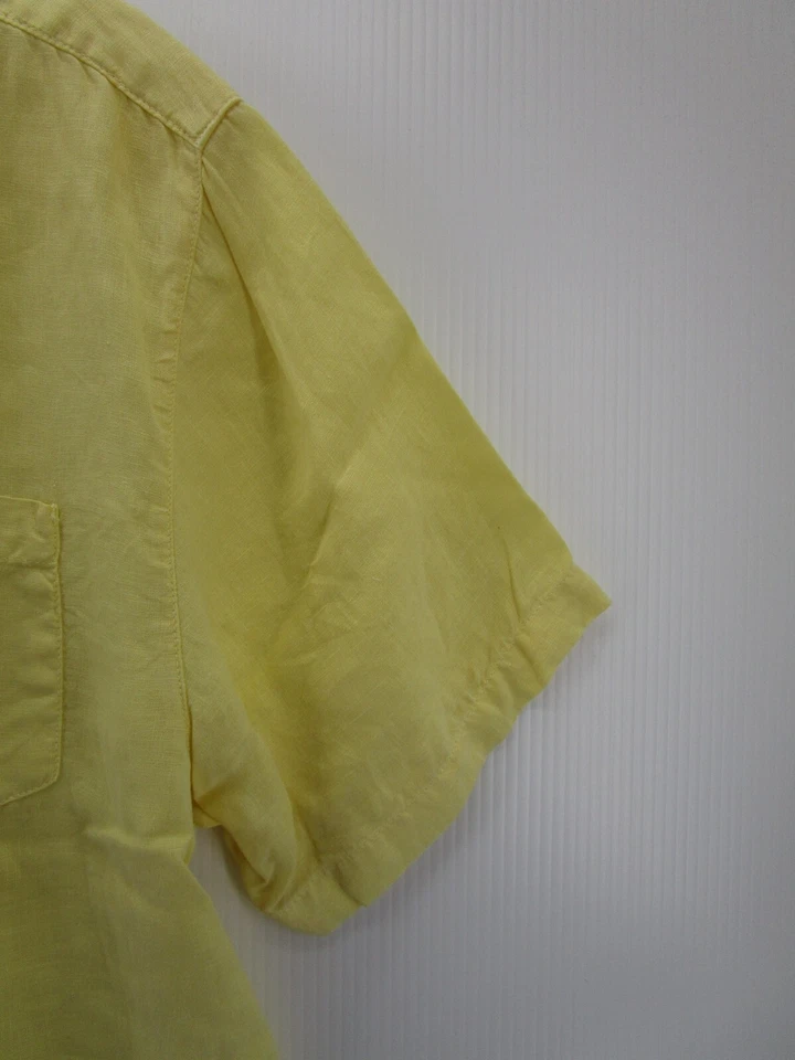 Camisa Elements Arnold Zimberg Hombre Mediana Amarilla Lino Botones Bolsillo Campamento Foto 3 de 4