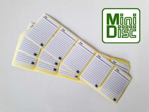 100x PRINTED MiniDisc labels MD Mini Disk (stickers) E