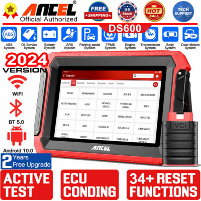 ANCEL DS600 Pro Bidirectional All System Diagnostic Car OBD2 Scanner K-ey Coding