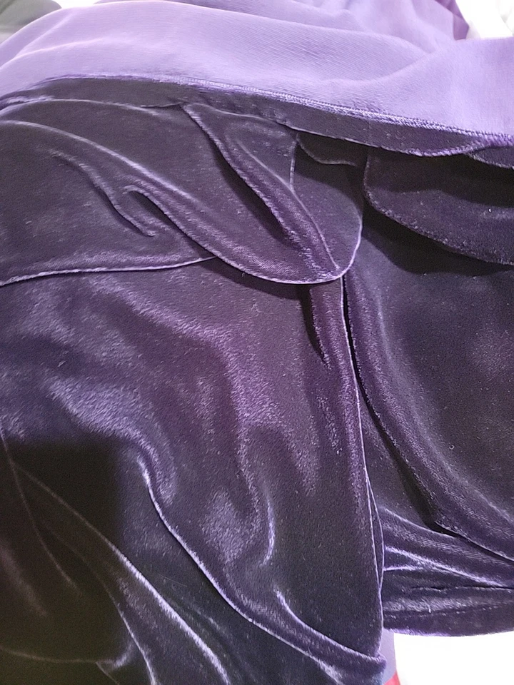 Bryn Walker Purple Panne Velvet Asymetric Size L Tunic Dress Short Sleeve #C - Image 3 of 4