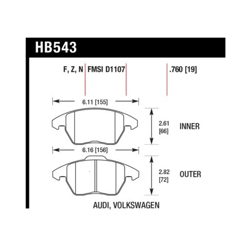 Hawk High Performance Street 5.0 HPS 5.0 Brake Pads for 05-15 Volkswagen Jetta — 第 4/4 张图片
