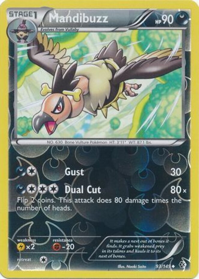 Pokemon - Mandibuzz - 93/149 - Uncommon - Reverse Holo - BW - Boundaries Crossed