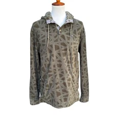 Vissla Men’s M Ezo-Zy Hooded Popover Fleece Henley, Green Fleece Hoodie