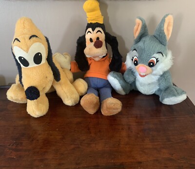 Vintage Disney Plush Thumper Goofy Pluto California Stuffed Animals Nursery